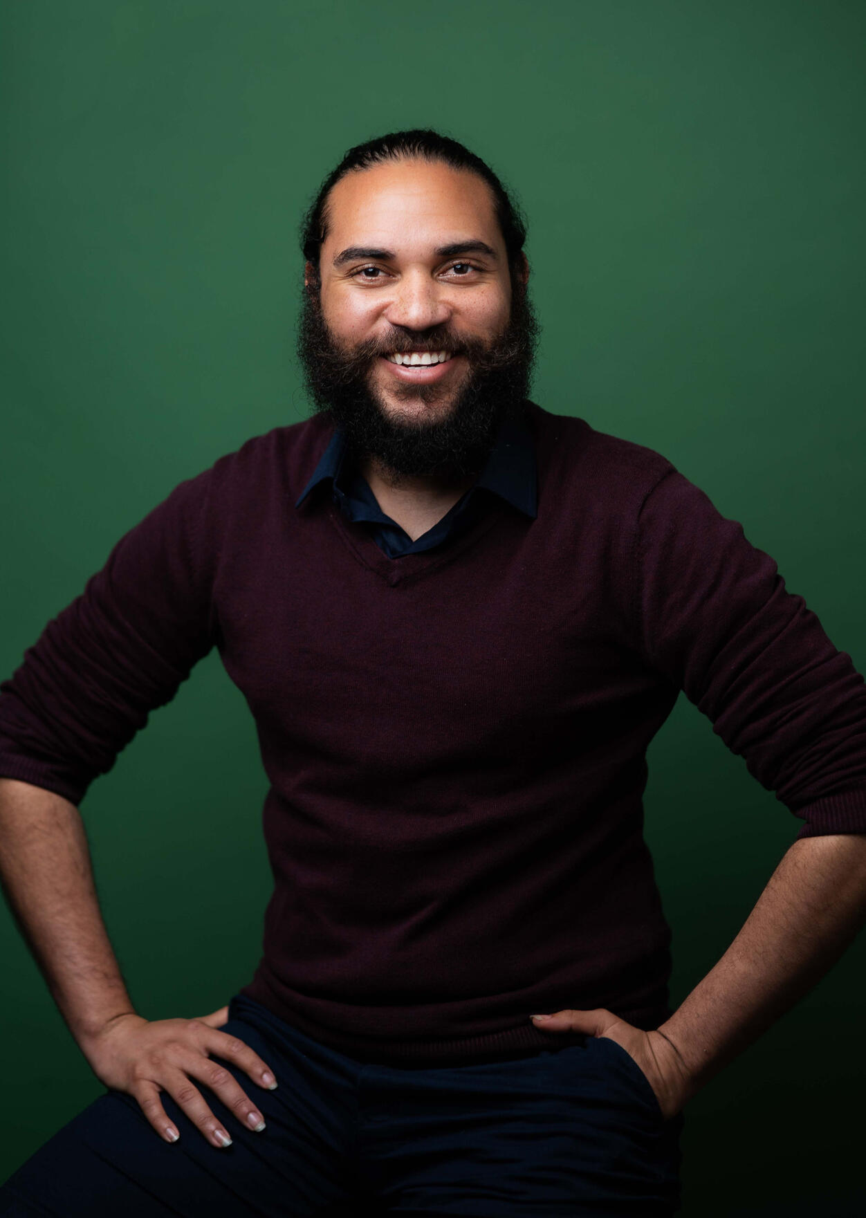 Alvin wearing a sample polo-shirt for the Viisiit.® uniform